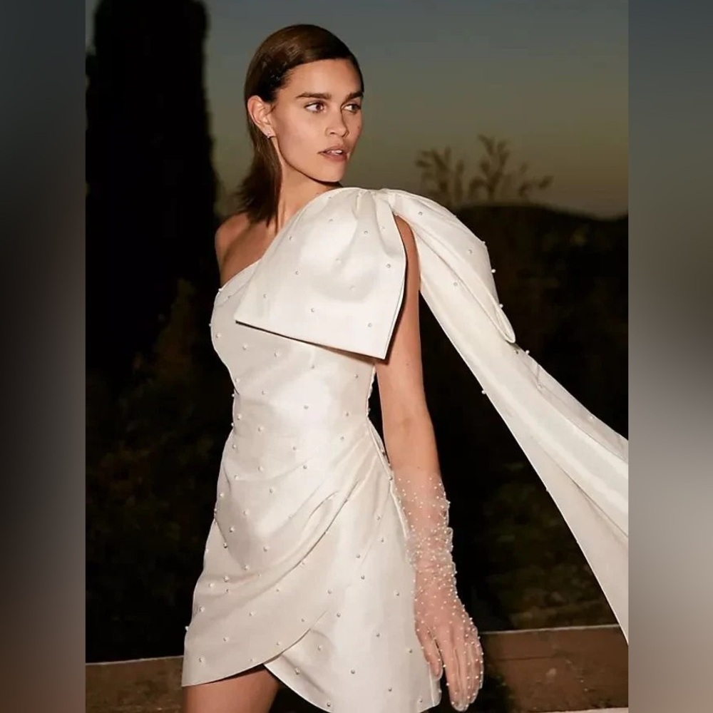 Sachin + Babi Pippa One Shoulder Pearl Embellished Mini Dress